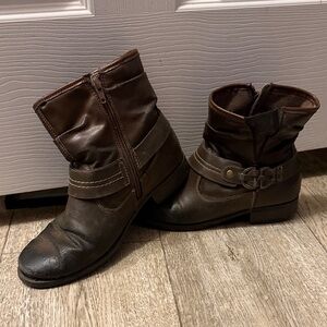 Brown Ankle Boots with Buckle Detail